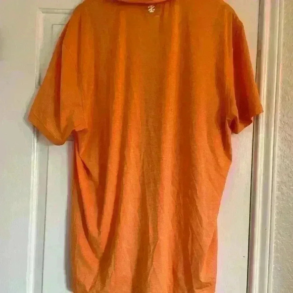 Izod Mens Polo Shirt Size XL Orange Silk Wash Button Collar Golf Short Sleeve - Picture 3 of 3